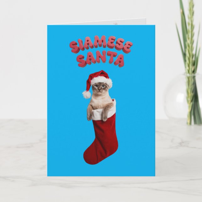 Siamese Christmas Stocking Card (Front)