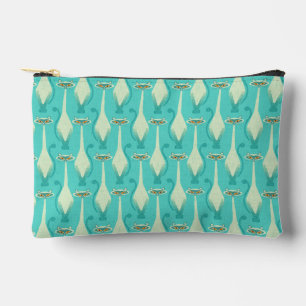 Siamese curious cat - turquoise and orange accessory pouch