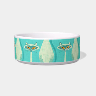 Siamese curious cat - turquoise and orange bowl