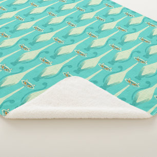 Siamese curious cat - turquoise Sherpa Blanket