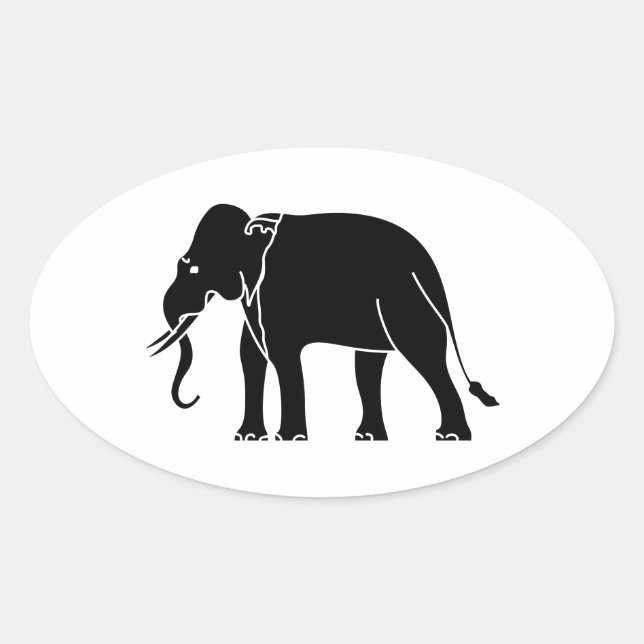 Siamese Elephant Oval Sticker (Front)