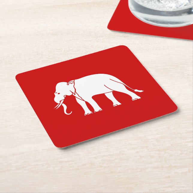Siamese Elephant Square Paper Coaster (Angled)