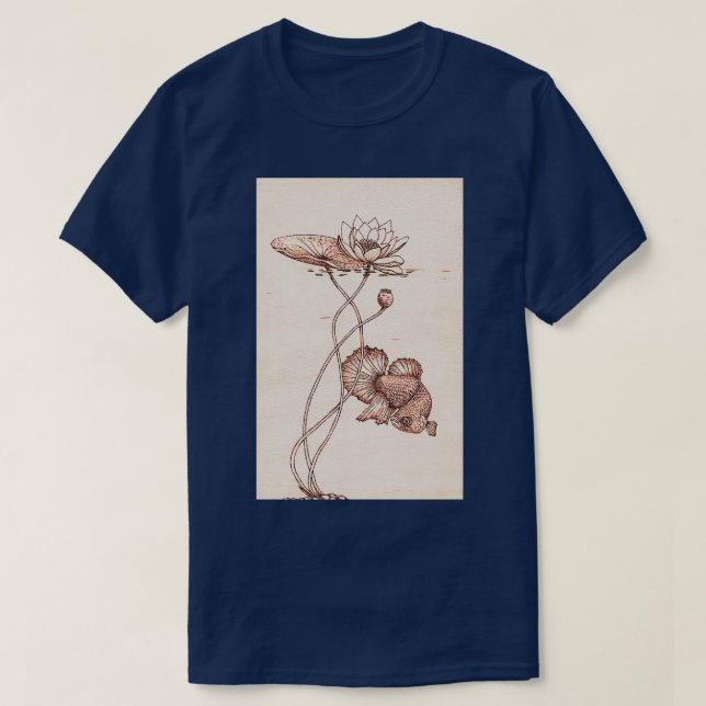 Siamese fighting fish Betta splendens and water li T-Shirt (Design Front)