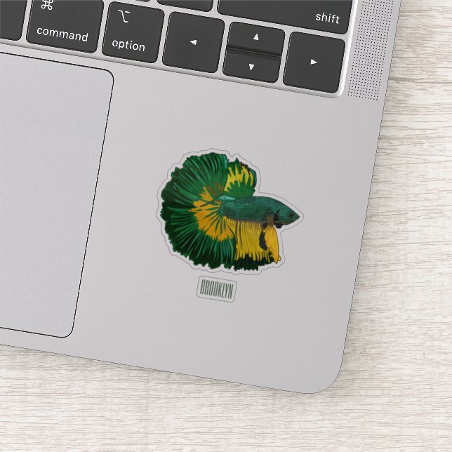 Siamese fighting fish cartoon illustration (Detail)