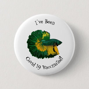 Siamese fighting fish cartoon illustration 6 cm round badge