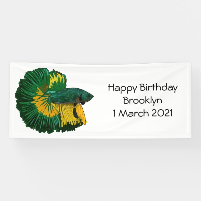 Siamese fighting fish cartoon illustration banner (Horizontal)