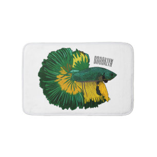 Siamese fighting fish cartoon illustration bath mat