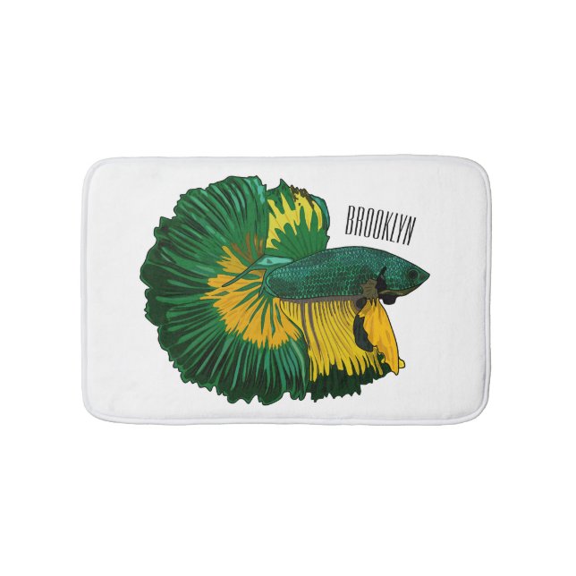 Siamese fighting fish cartoon illustration bath mat (Front)