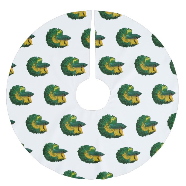 Siamese fighting fish cartoon illustration brushed polyester tree skirt (Front)