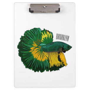 Siamese fighting fish cartoon illustration clipboard