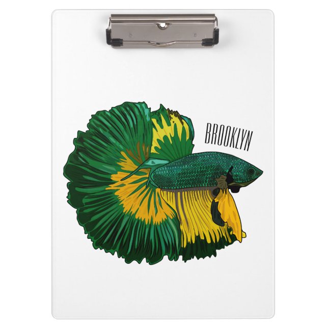 Siamese fighting fish cartoon illustration clipboard (Front)