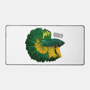 Siamese fighting fish cartoon illustration desk mat