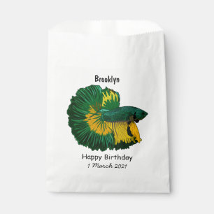 Siamese fighting fish cartoon illustration favour bags
