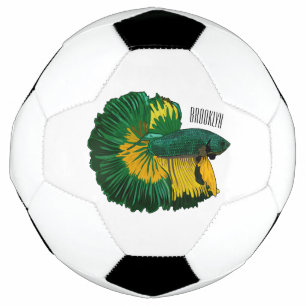 Siamese fighting fish cartoon illustration football