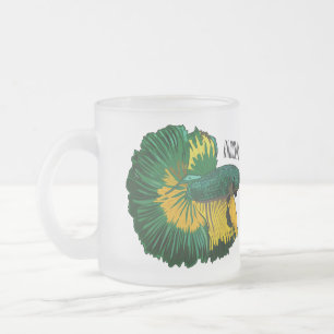 Siamese fighting fish cartoon illustration frosted glass coffee mug