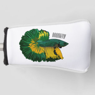 Siamese fighting fish cartoon illustration golf head cover