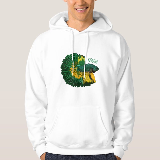 Siamese fighting fish cartoon illustration hoodie (Front)