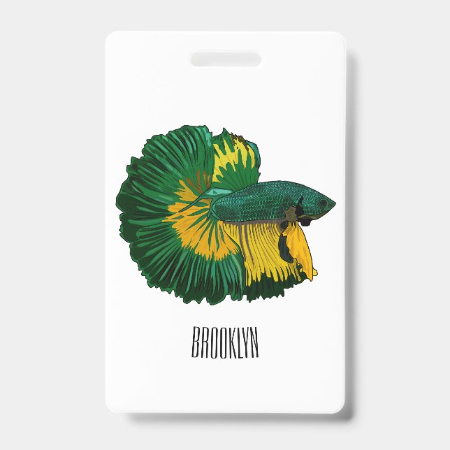 Siamese fighting fish cartoon illustration ID badge (Front)
