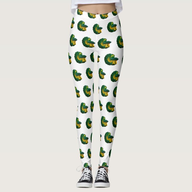 Siamese fighting fish cartoon illustration leggings (Front)