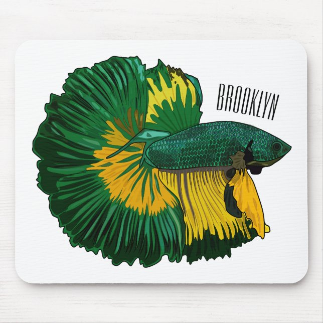 Siamese fighting fish cartoon illustration mouse mat (Front)