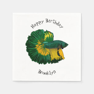 Siamese fighting fish cartoon illustration napkin