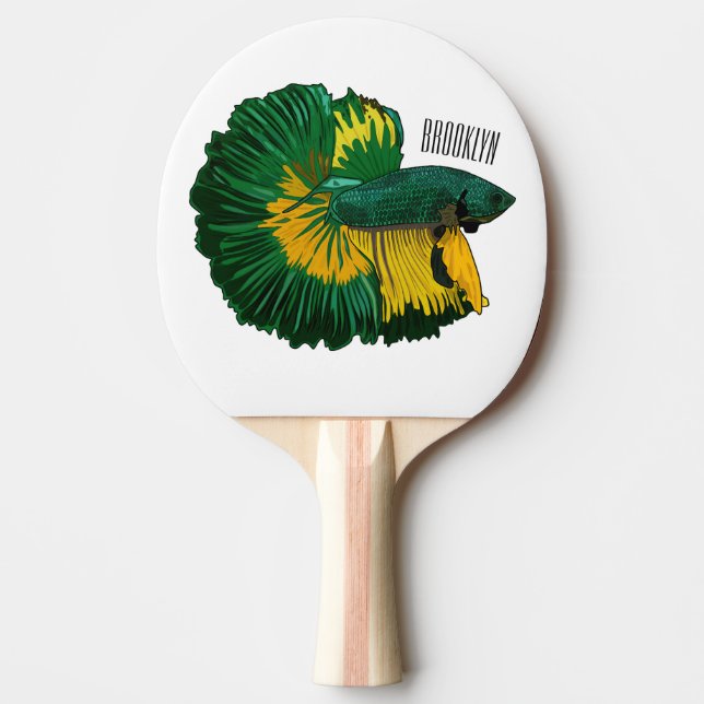 Siamese fighting fish cartoon illustration ping pong paddle (Front)