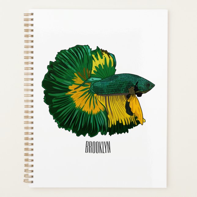 Siamese fighting fish cartoon illustration planner (Front)
