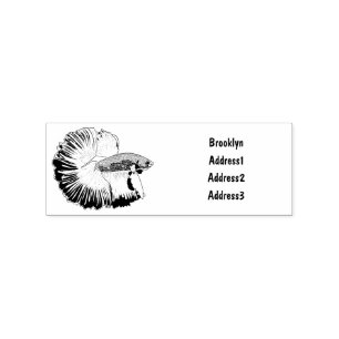 Siamese fighting fish cartoon illustration rubber stamp