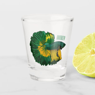 Siamese fighting fish cartoon illustration shot glass