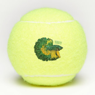 Siamese fighting fish cartoon illustration tennis balls
