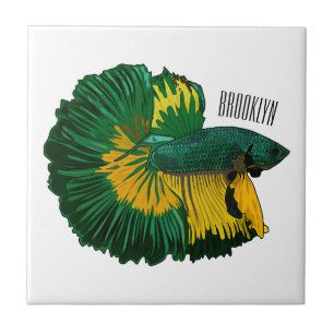 Siamese fighting fish cartoon illustration tile