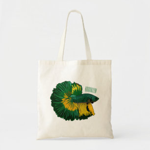 Siamese fighting fish cartoon illustration tote bag
