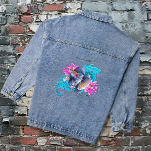 Siamese Fighting Fish Floral Denim Jacket