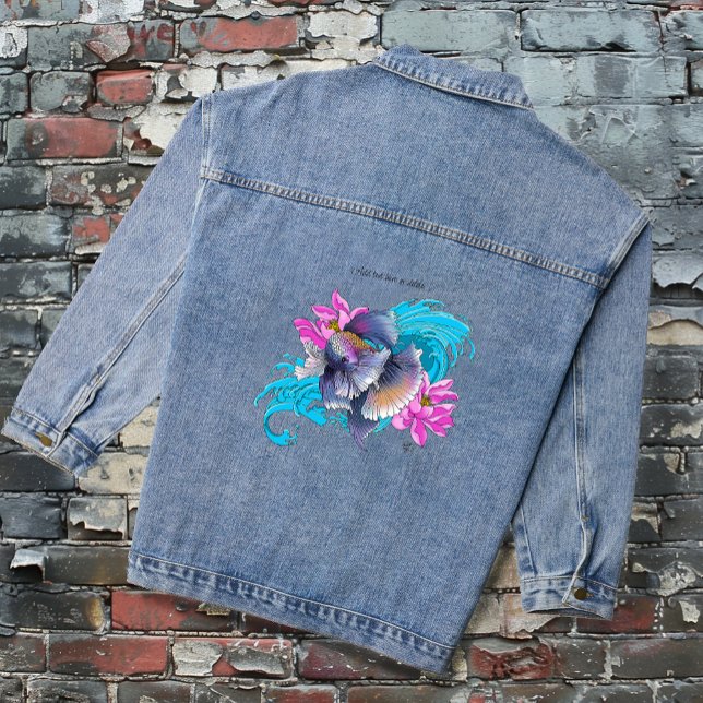 Siamese Fighting Fish Floral Denim Jacket (Creator Uploaded)