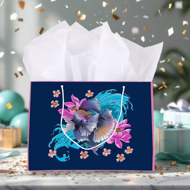  Siamese Fighting Fish Floral Large Gift Bag (Creator Uploaded)