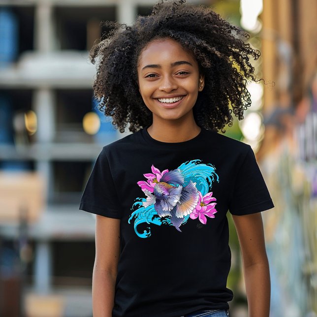  Siamese Fighting Fish Floral T-Shirt (Creator Uploaded)