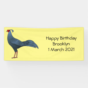 Siamese fireback bird cartoon illustration banner