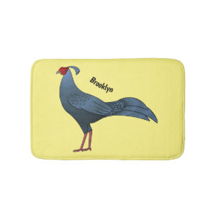Siamese fireback bird cartoon illustration bath mat