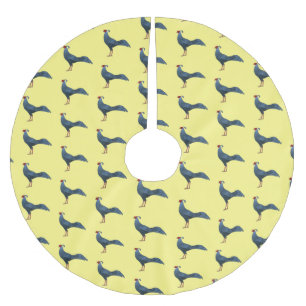 Siamese fireback bird cartoon illustration  brushed polyester tree skirt