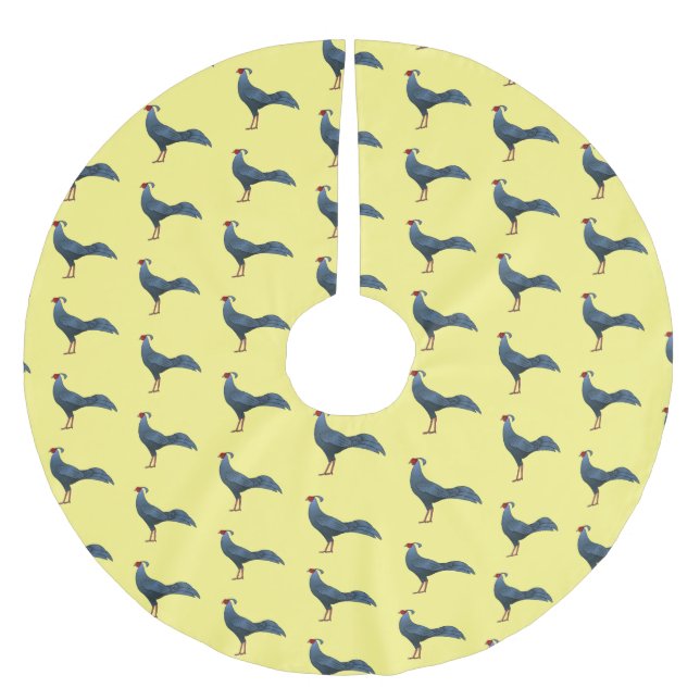 Siamese fireback bird cartoon illustration  brushed polyester tree skirt (Front)