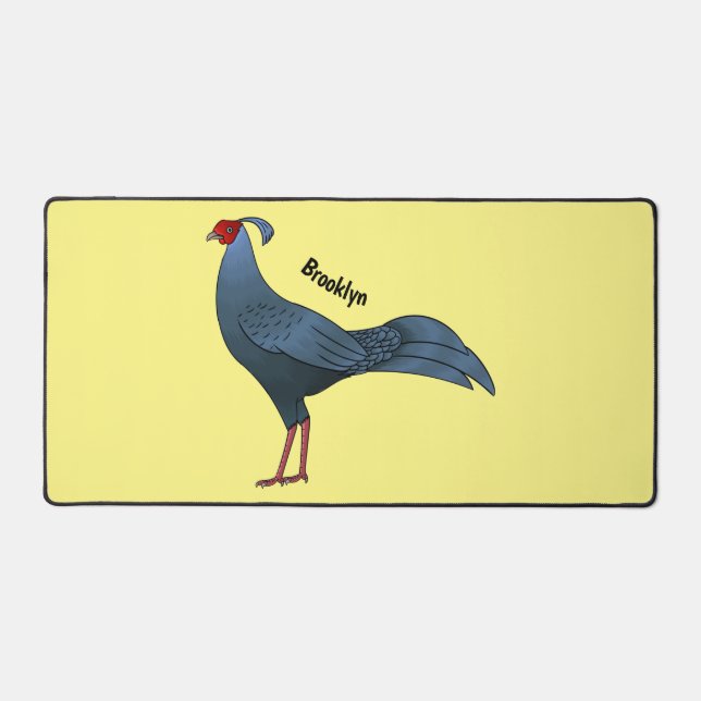 Siamese fireback bird cartoon illustration desk mat (Front)