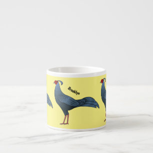 Siamese fireback bird cartoon illustration espresso cup