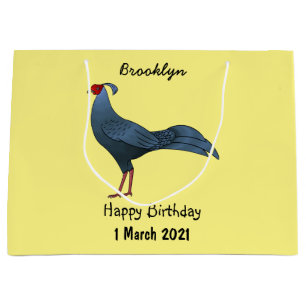 Siamese fireback bird cartoon illustration large gift bag
