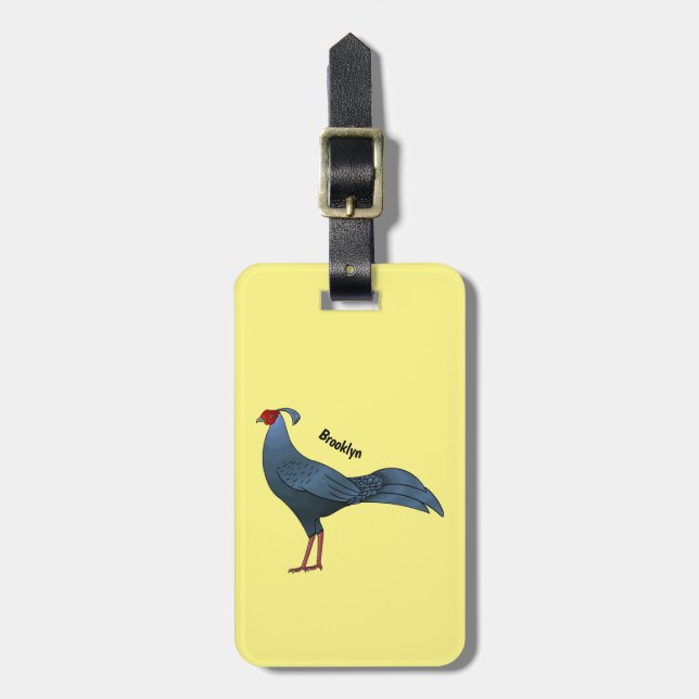 Siamese fireback bird cartoon illustration  luggage tag (Front Vertical)