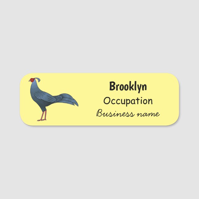 Siamese fireback bird cartoon illustration  name tag (Front)