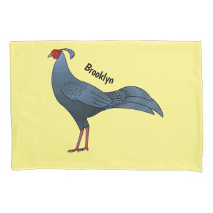 Siamese fireback bird cartoon illustration pillowcase