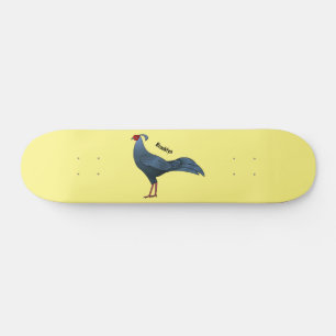 Siamese fireback bird cartoon illustration skateboard