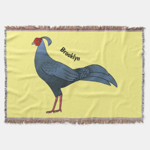 Siamese fireback bird cartoon illustration throw blanket