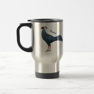 Siamese fireback bird cartoon illustration travel mug