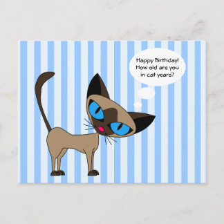 Siamese - Happy Birthday Cat Years - Postcard